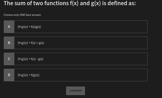 how to solve The sum of two functions f(x) and