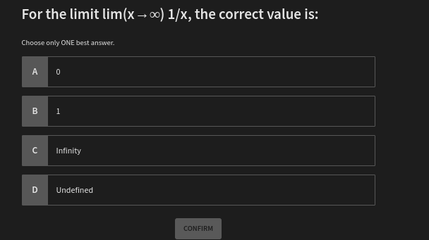 how to solve For the limit lim(x - co) 1/x, the