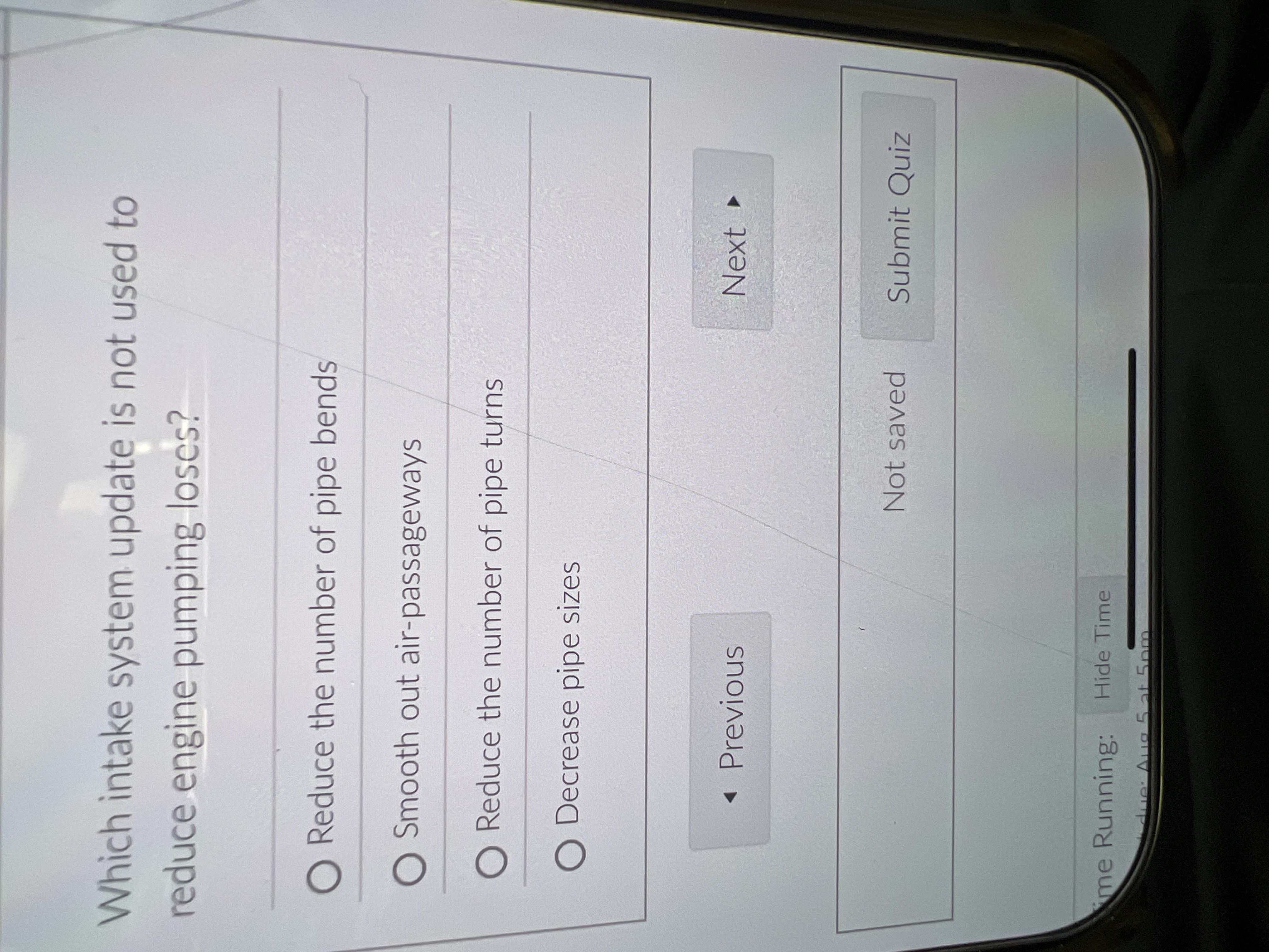 What is the correct answer Which intake system