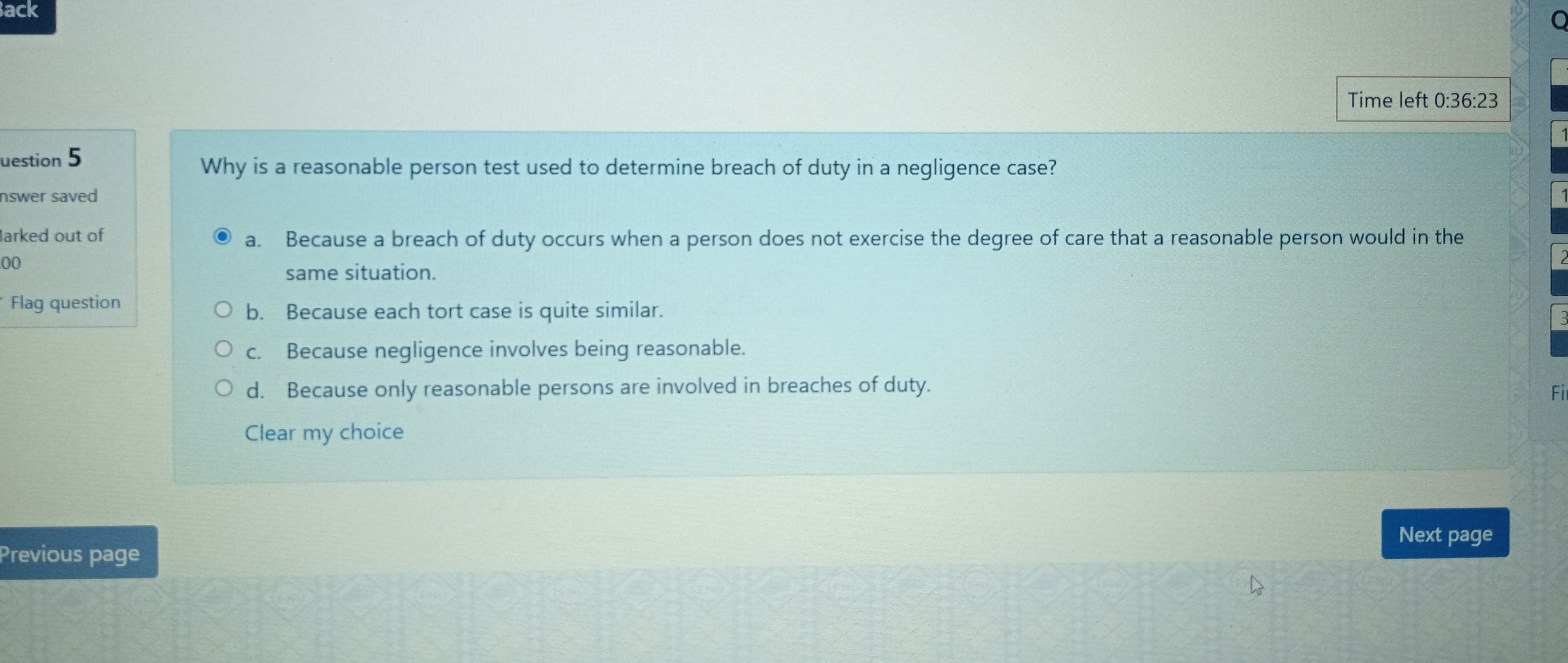 Is it correct back Time left 0:36:23 uestion 5