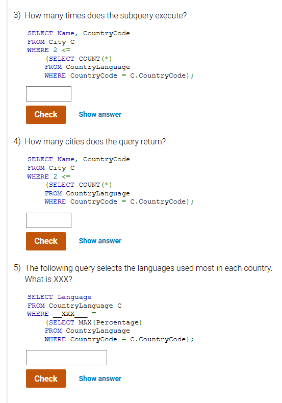 Solve 3) How many times does the subquery
