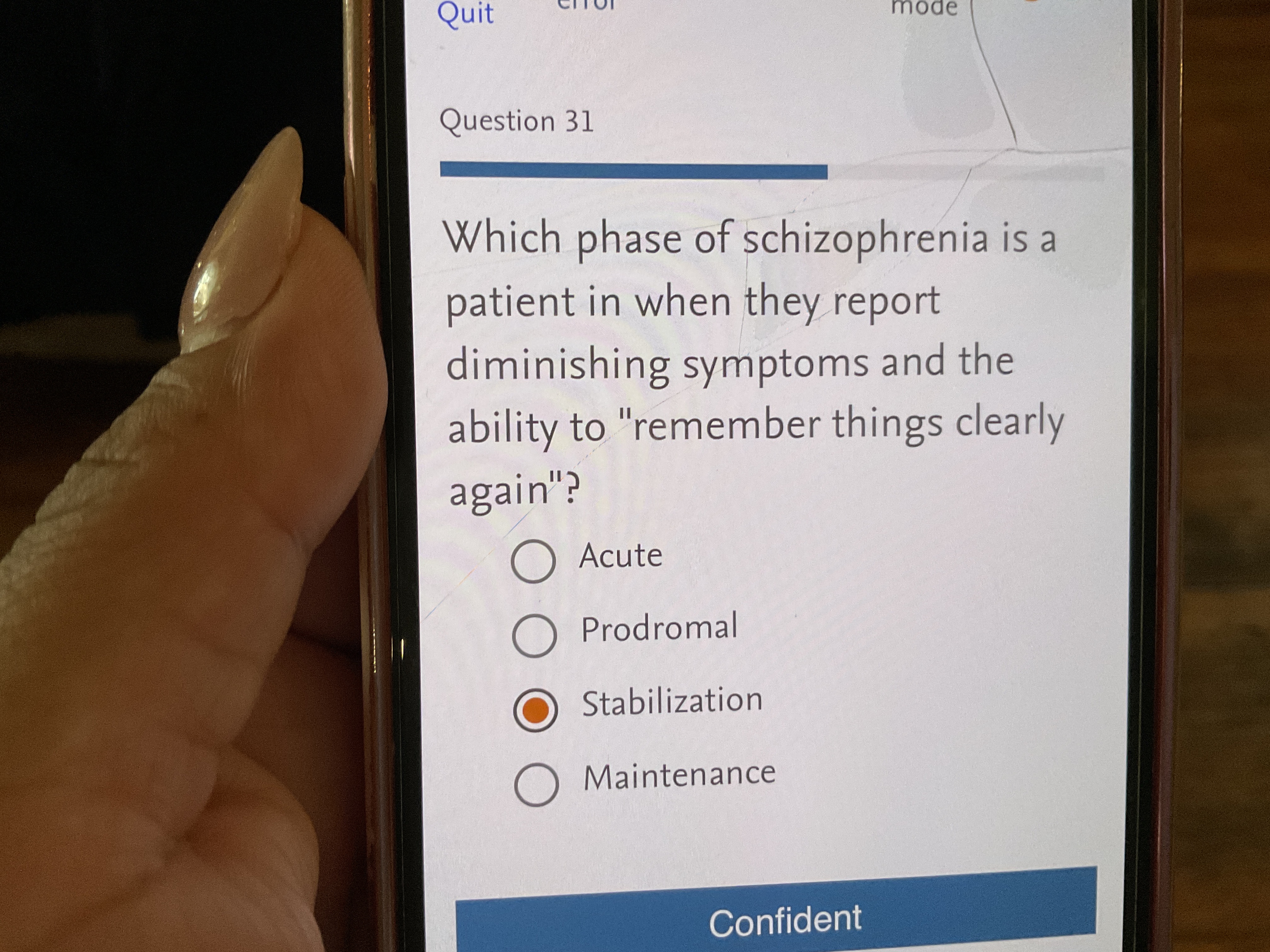 Solve Quit mode Question 31 Which phase of