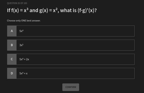 how to solve QUESTION 35 OF 100 If f(x) = x3 and