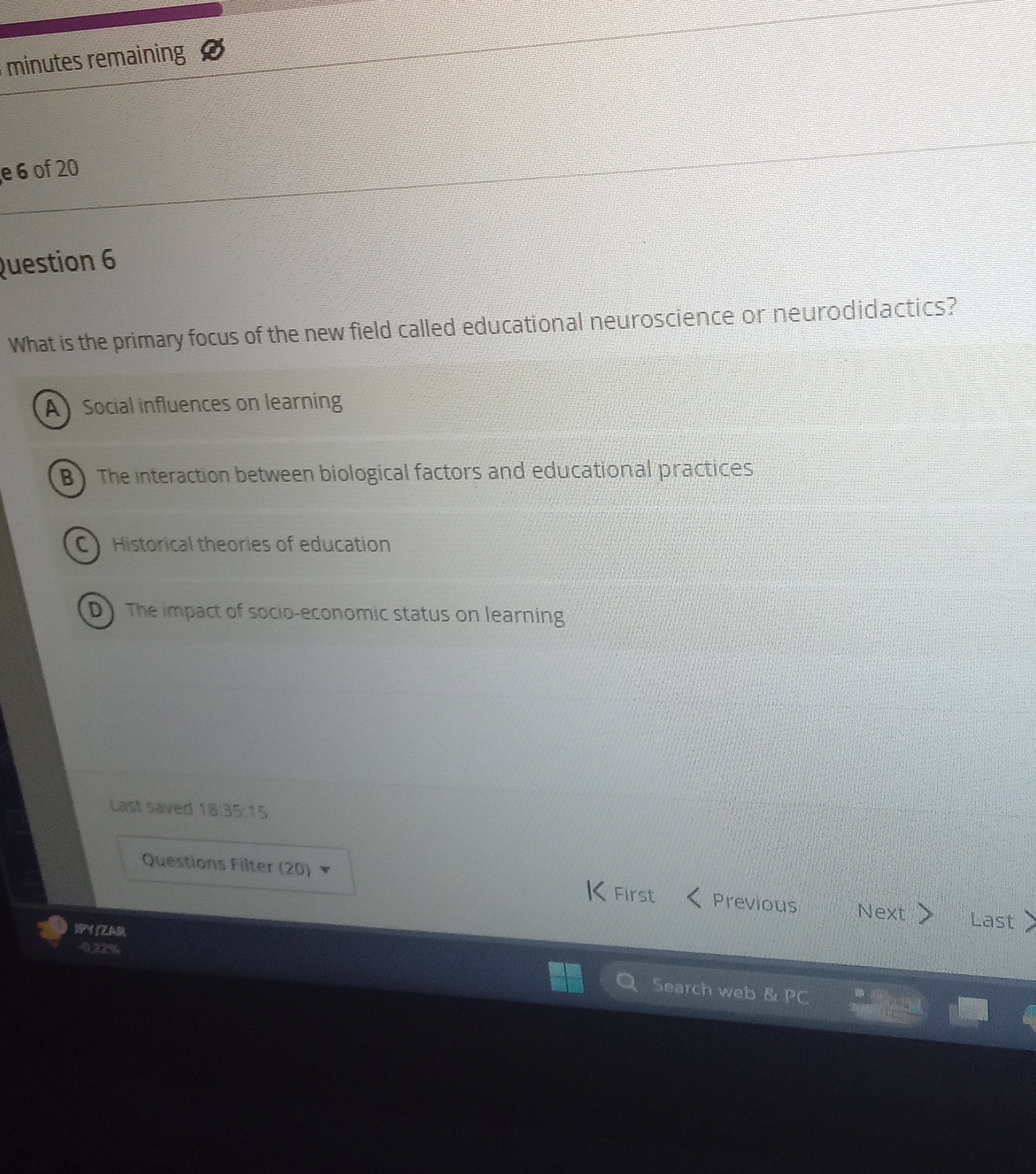 Wich which answer is correct minutes remaining e