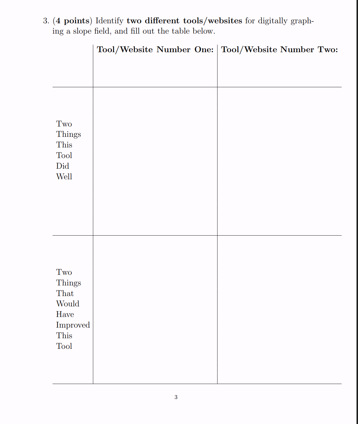 3. (4 points) Identify two different