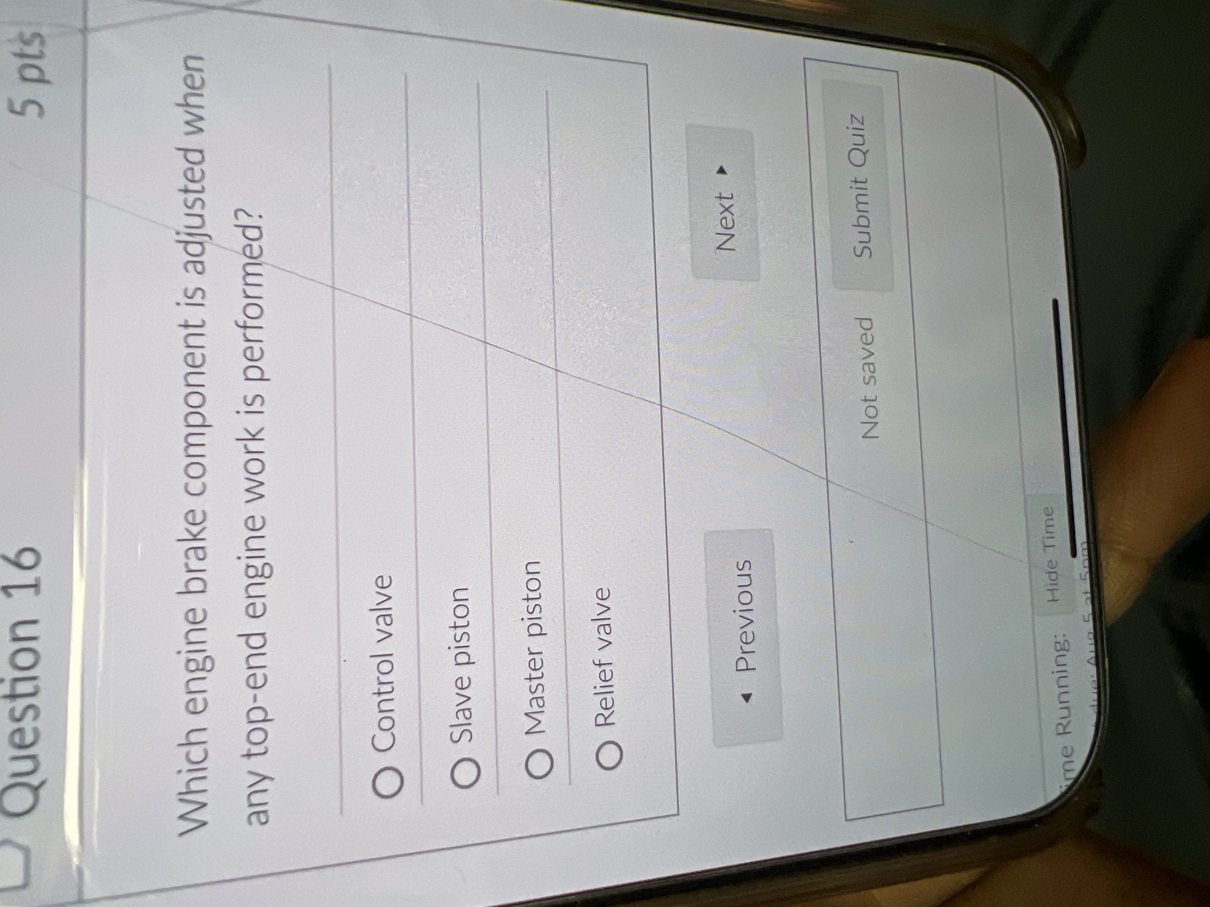 What is the correct answer Question 16 5 pts