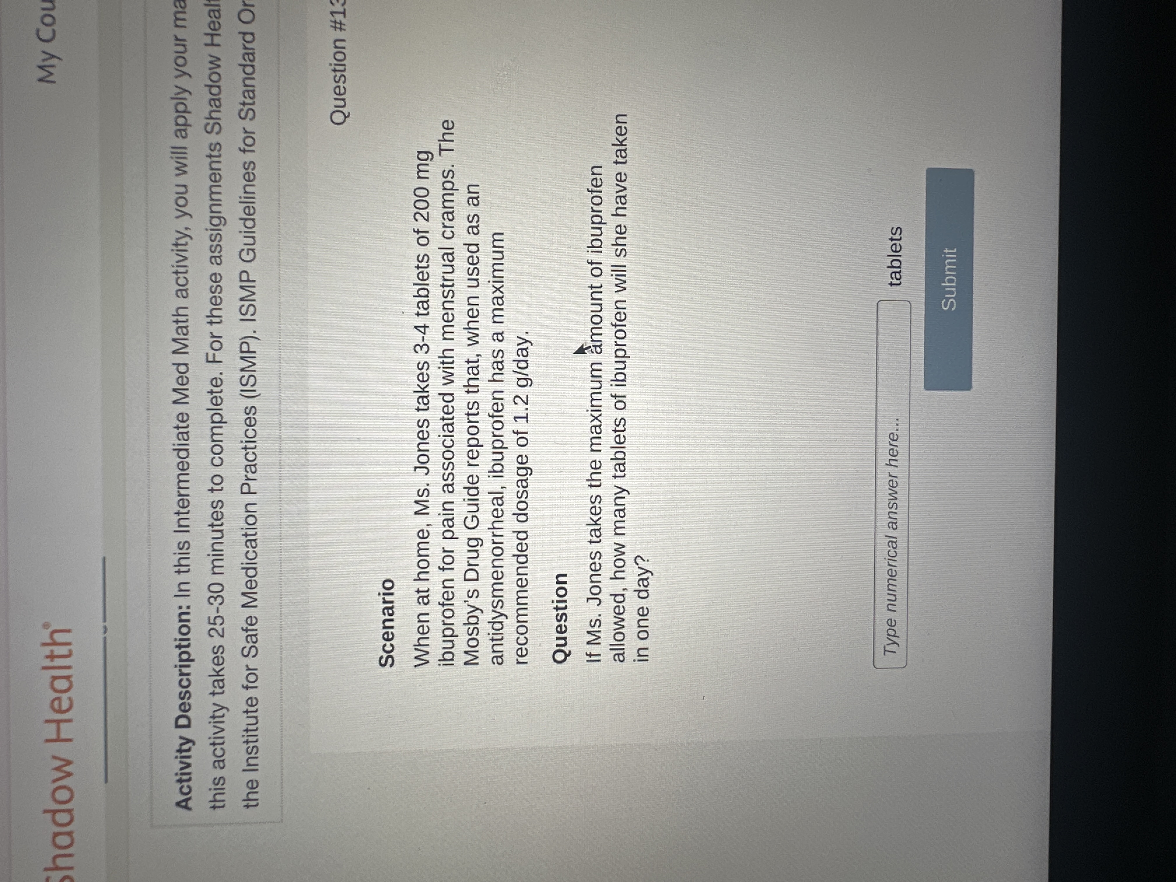 Show work shadow Health My Cou Activity