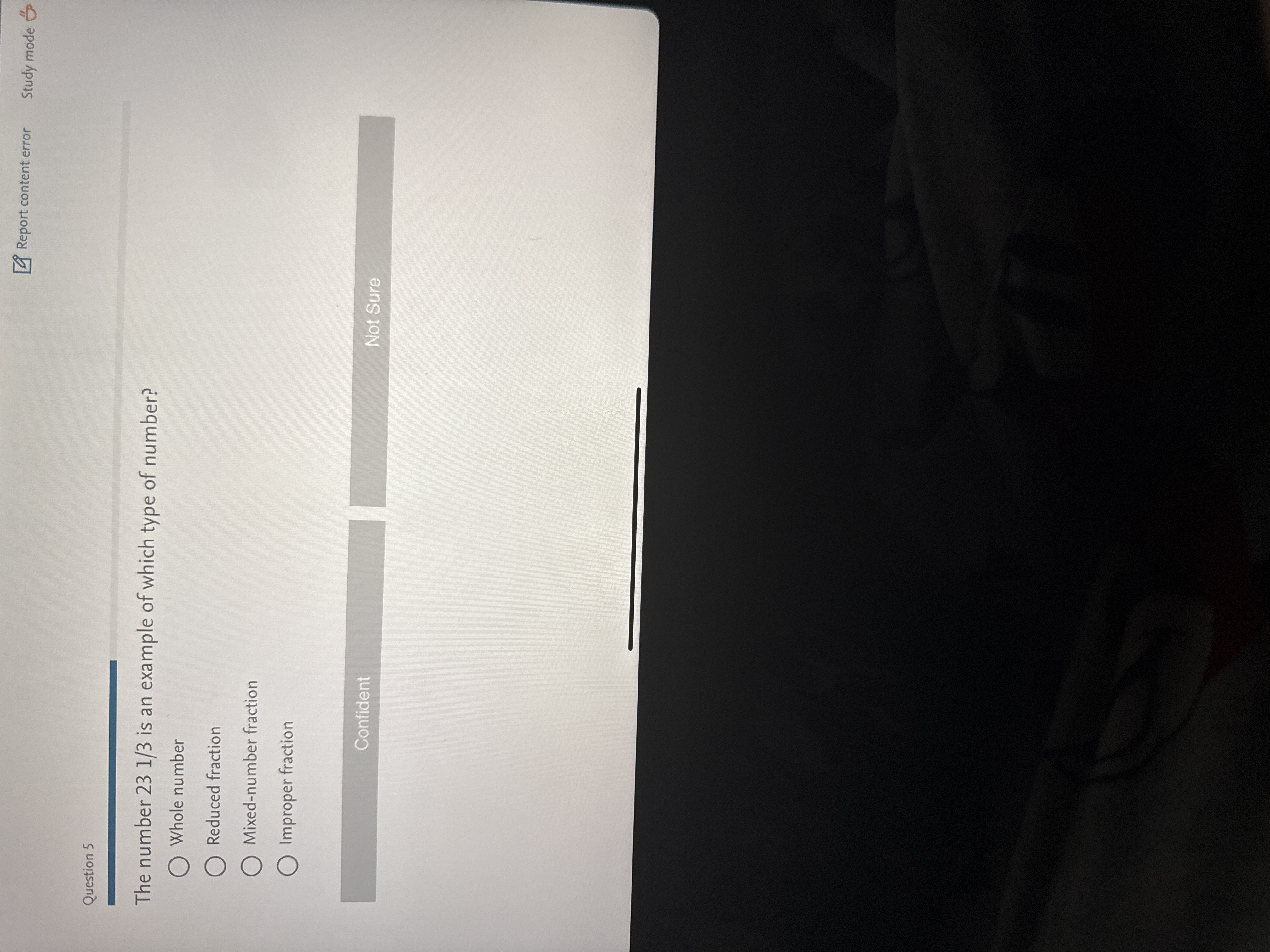 Report content error Study mode Question 5 The