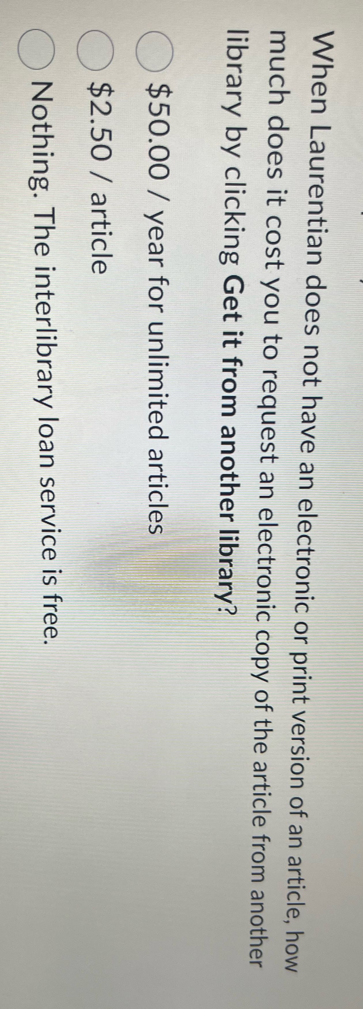 What is the correct answer When Laurentian does