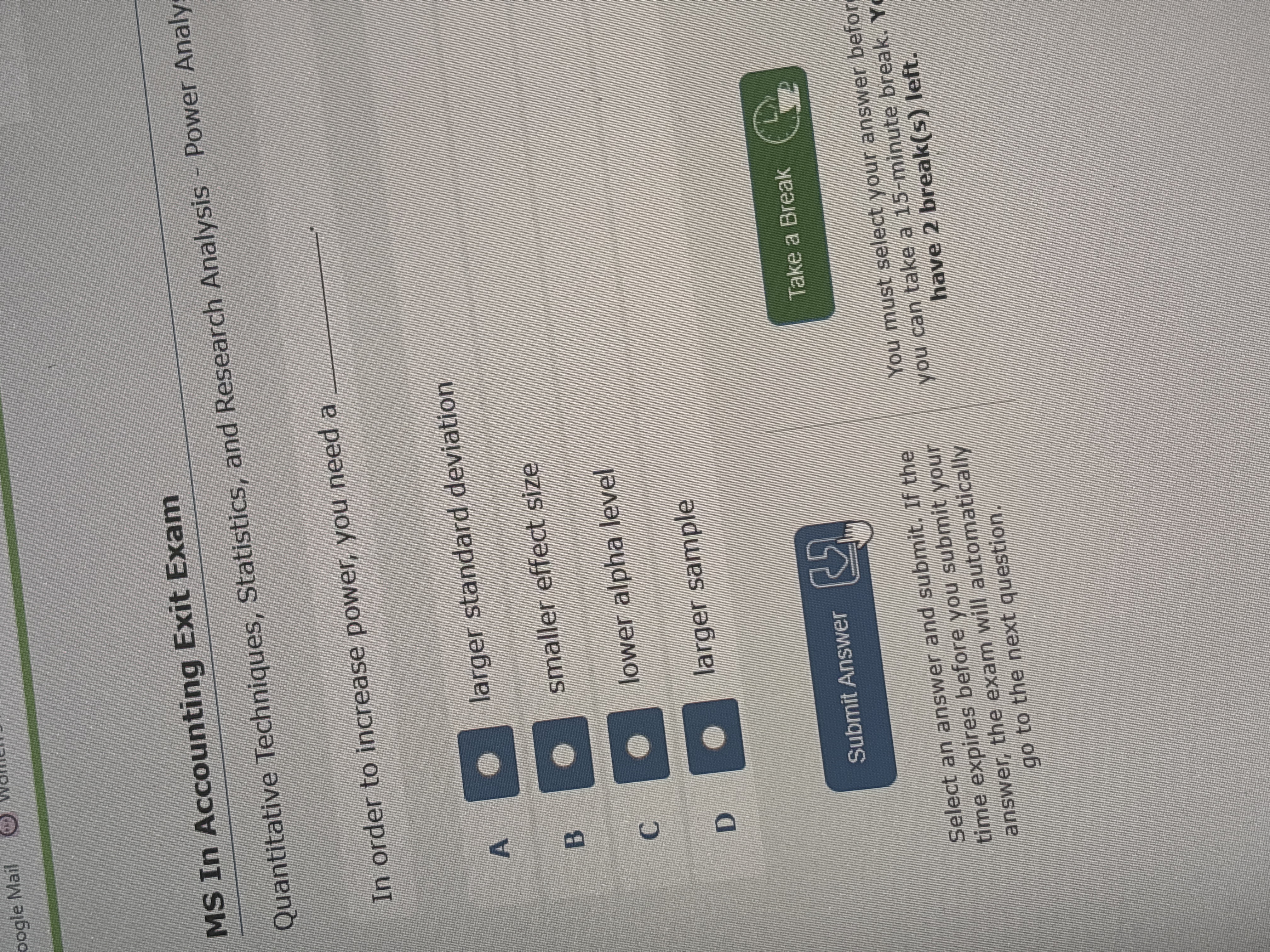 oogle Mail O W MS In Accounting Exit Exam