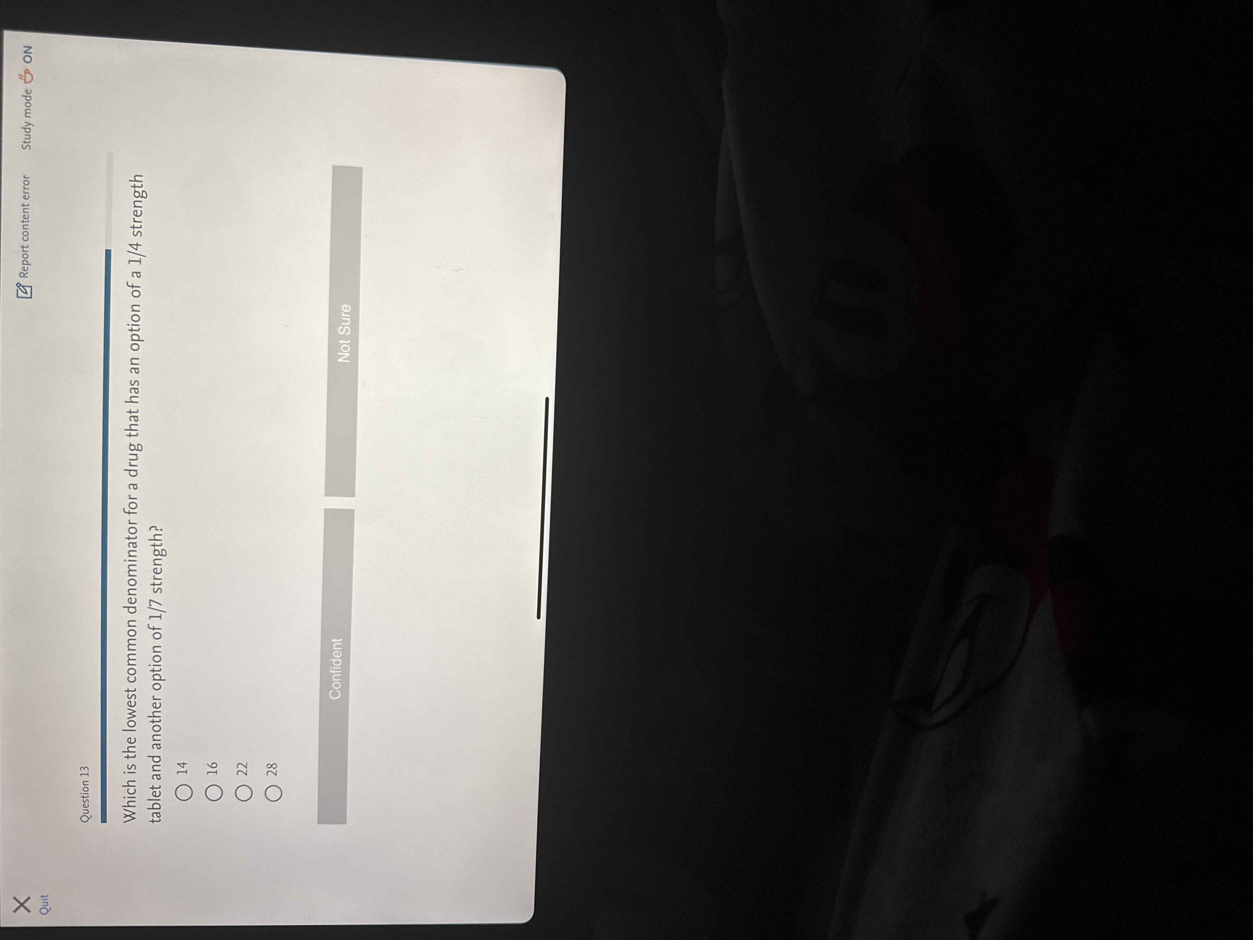 X Quit Report content error Study mode ON