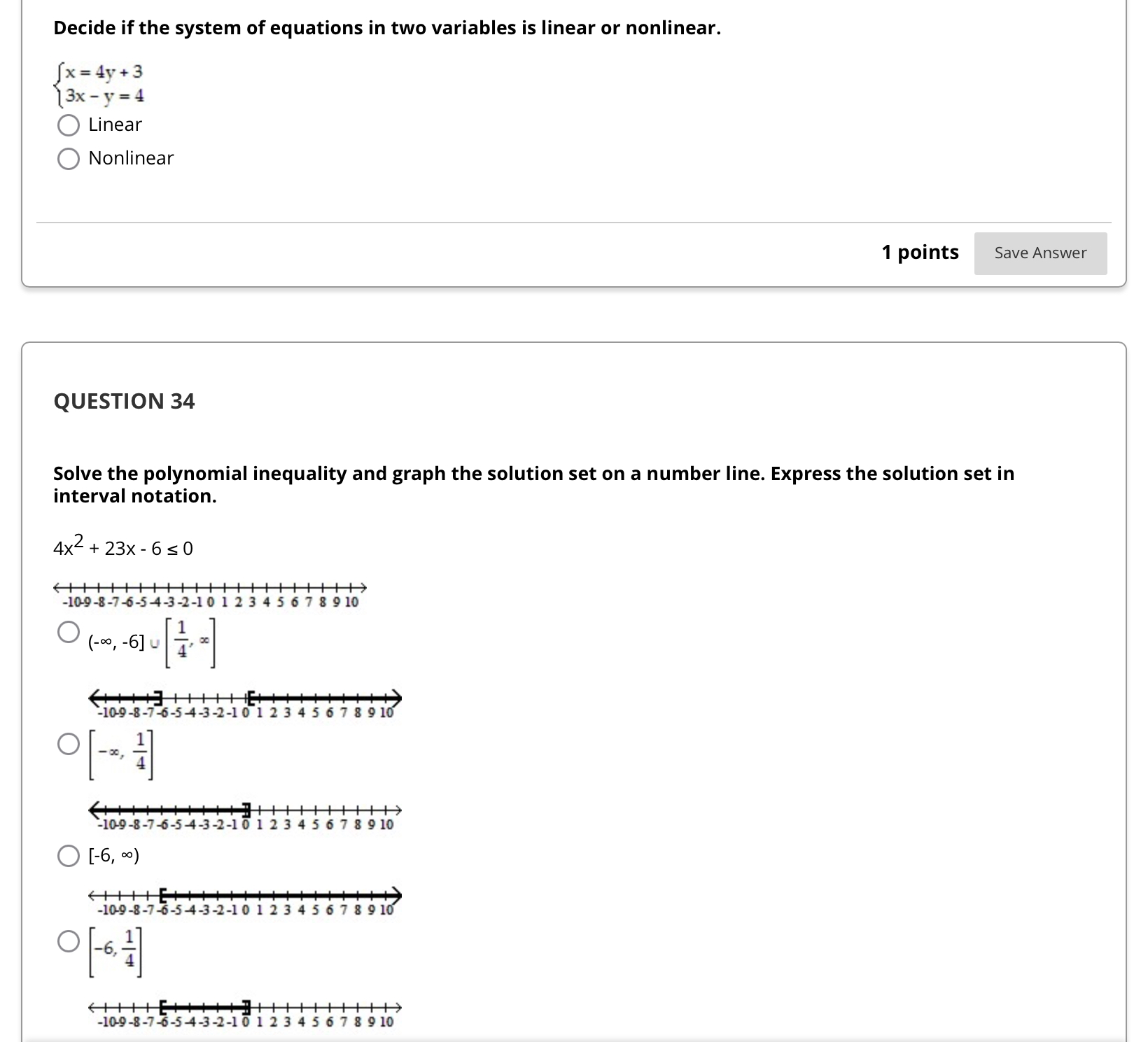 Solve Decide if the system of equations in two