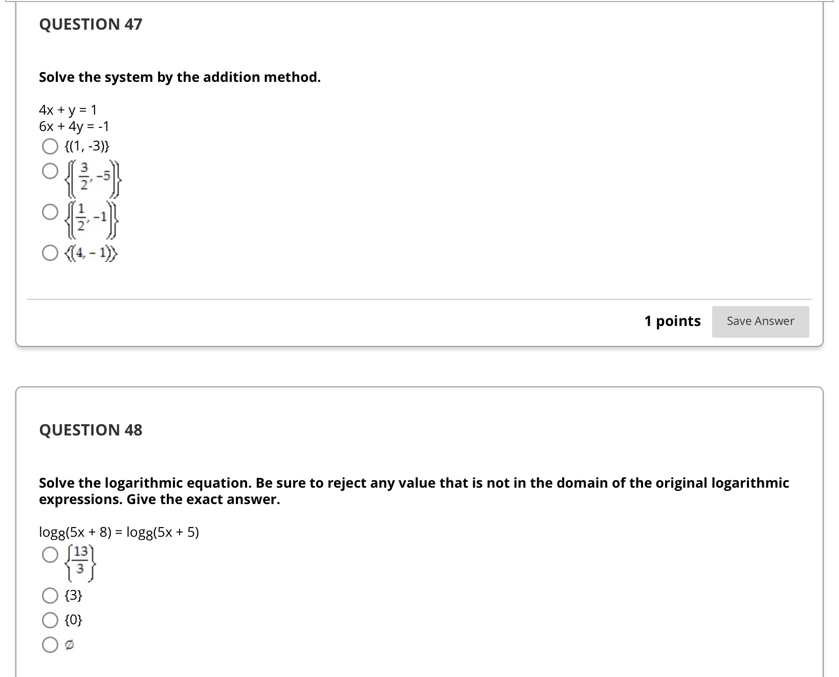 Solve QUESTION 47 Solve the system by the