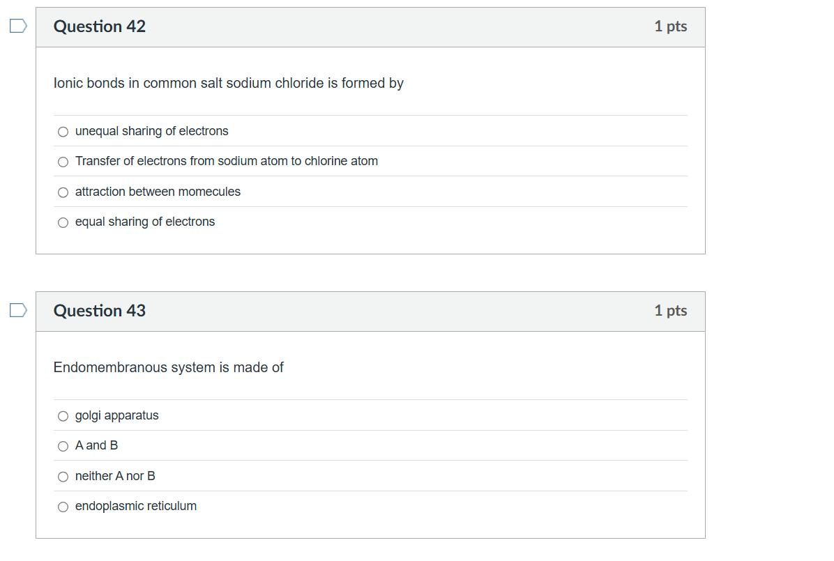 solve this D Question 42 1 pts lonic bonds in