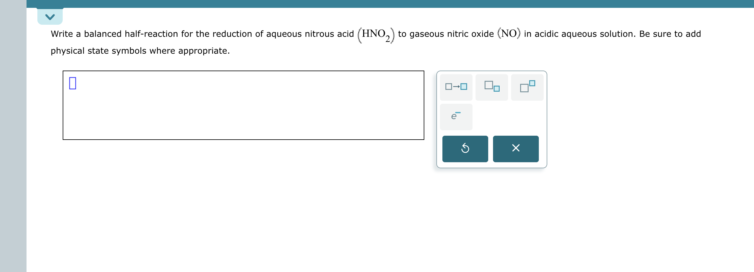solv V Write a balanced half-reaction for the