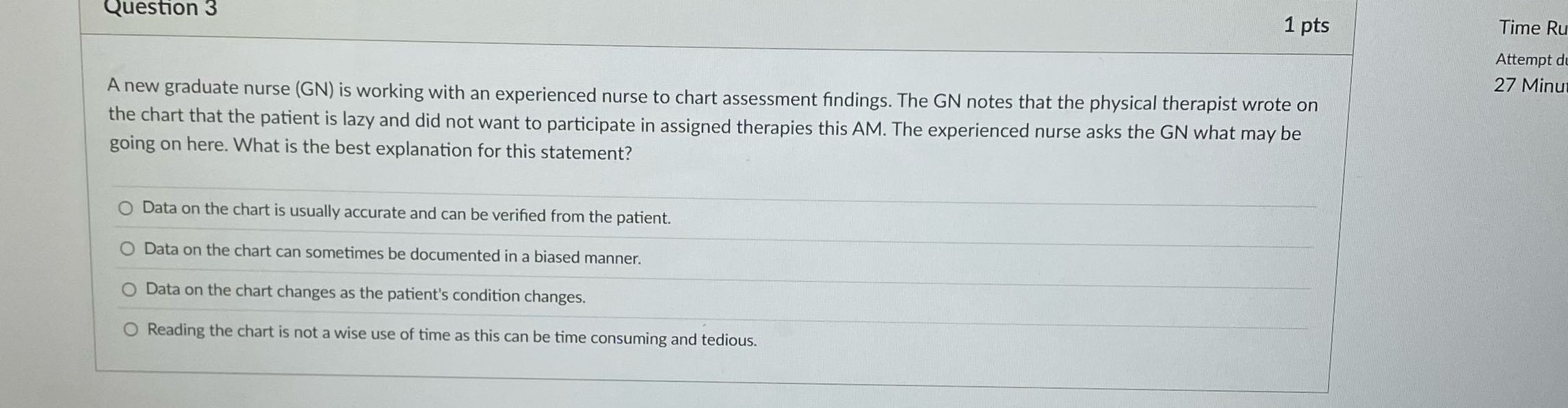 What is the answer Question 3 1 pts Time Ru