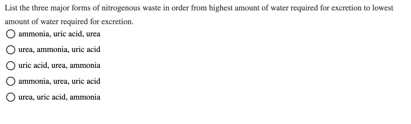 solv List the three major forms of nitrogenous