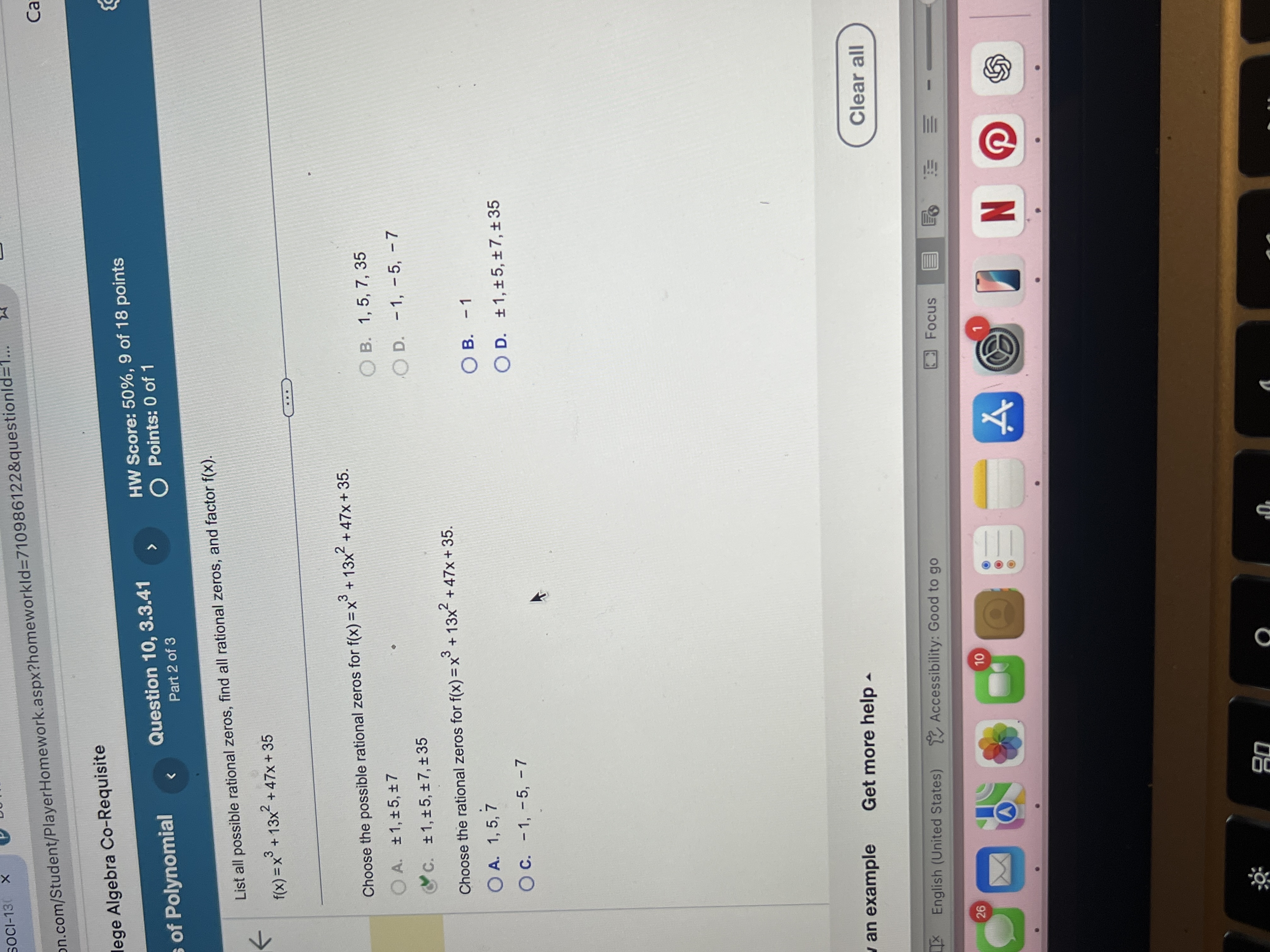 What is the rational zero SOCI-13(