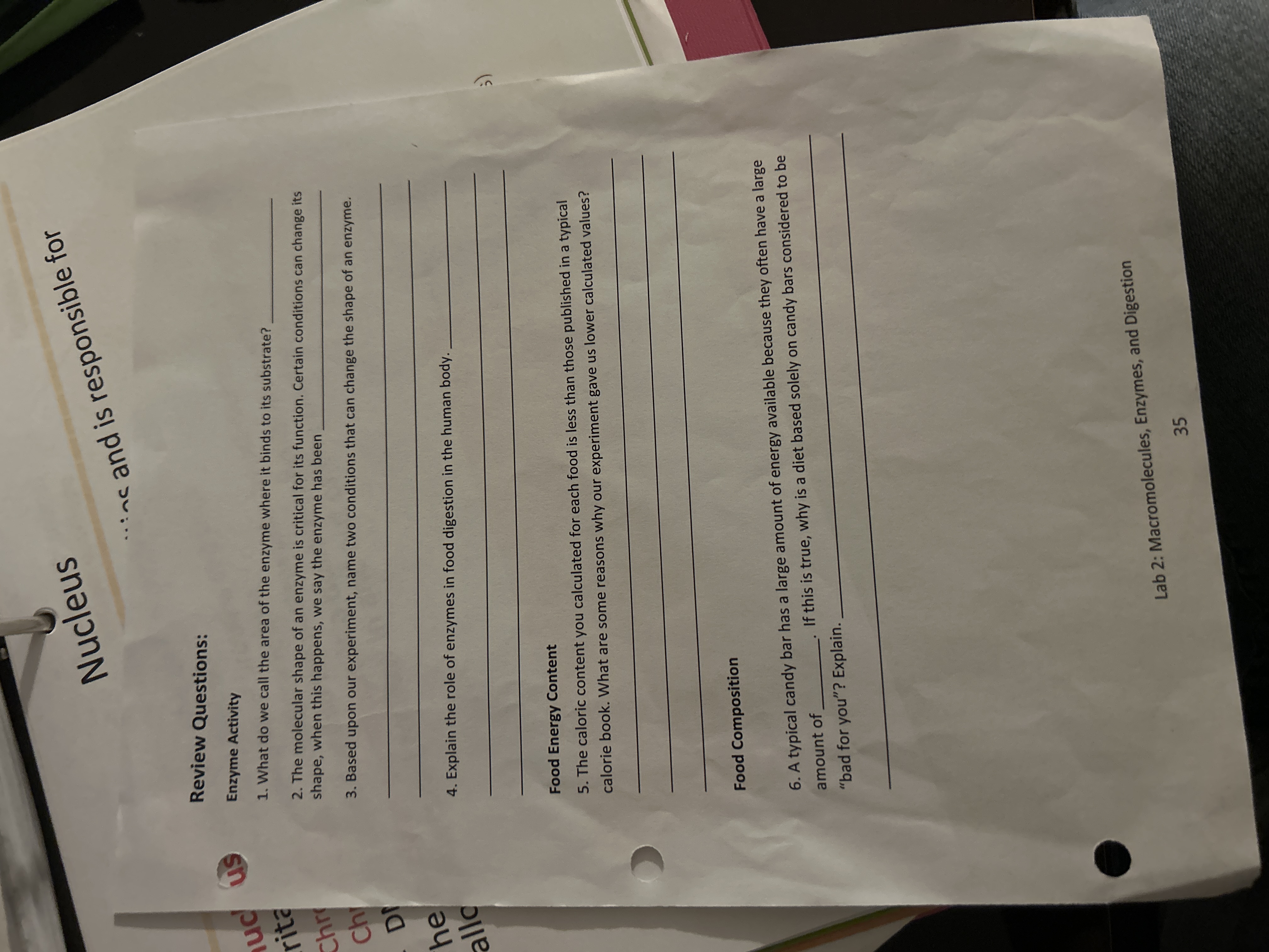 Solve Nucleus ..:ac and is responsible for Review