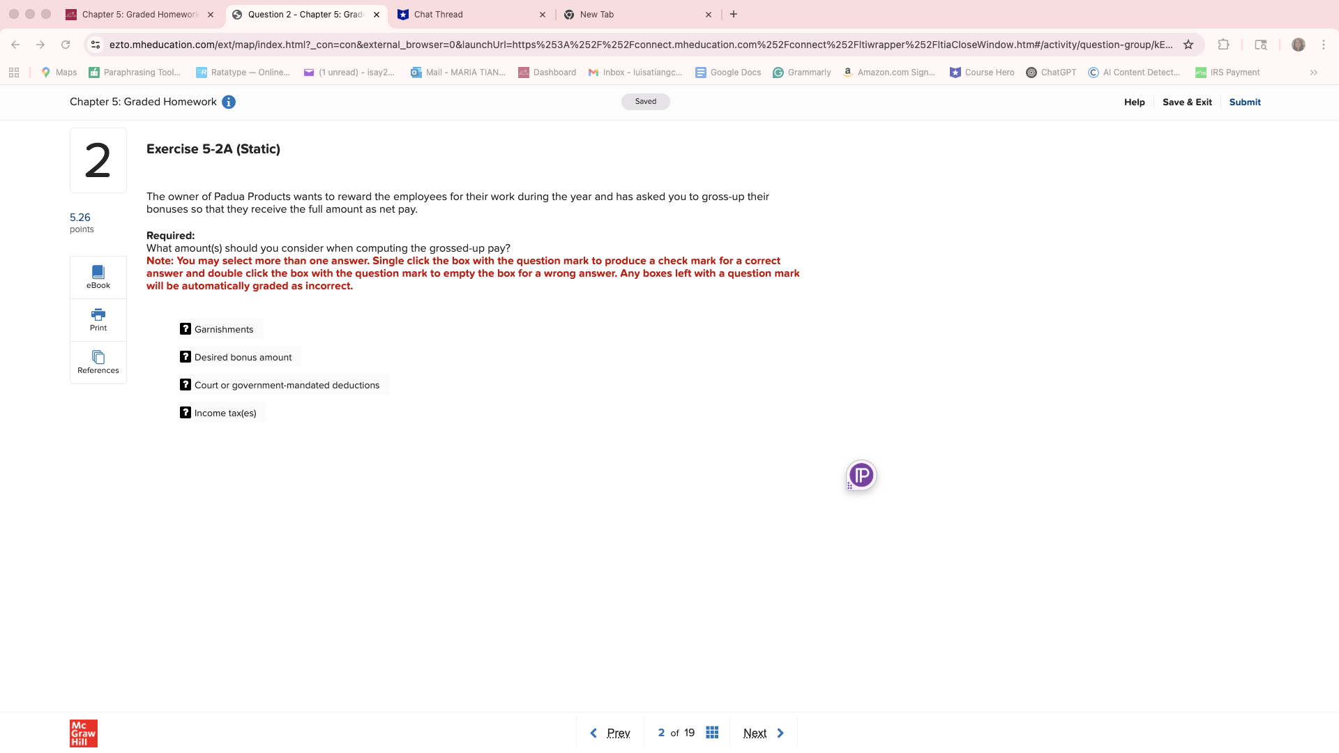What is the answer to this? .. Chapter 5: Graded