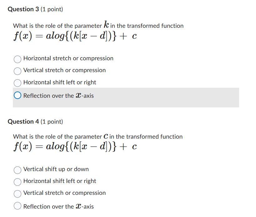 Question 1 (1 point) Solve log (2x) = log(x) + C