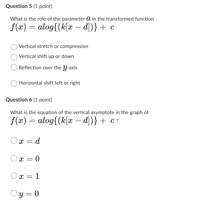 Question 1 (1 point) Solve log (2x) = log(x) + C
