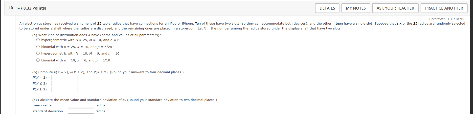 thank you 10. [- / 8.33 Points] DETAILS MY NOTES