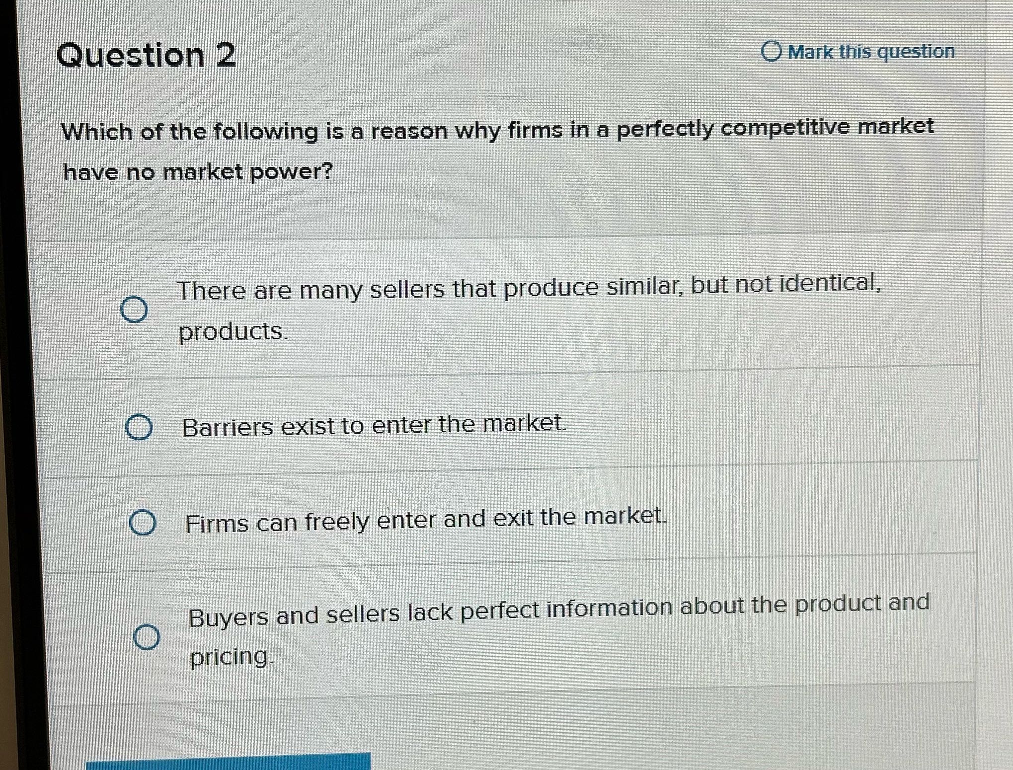 Question 2 O Mark this question Which of the
