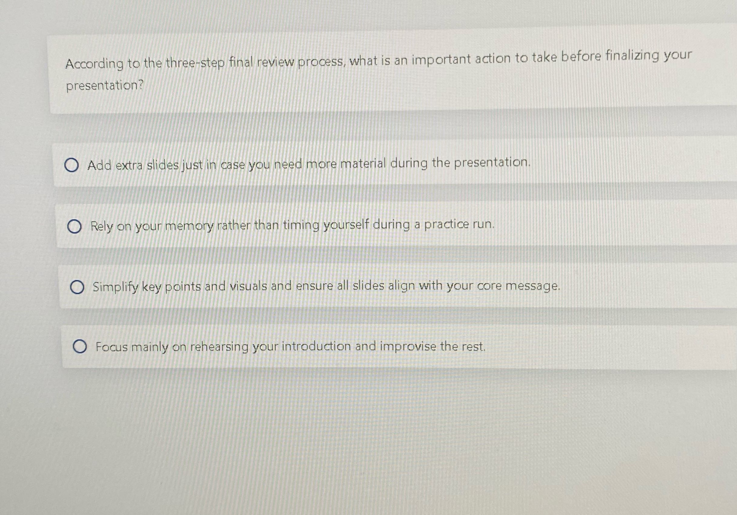 Solve According to the three-step final review