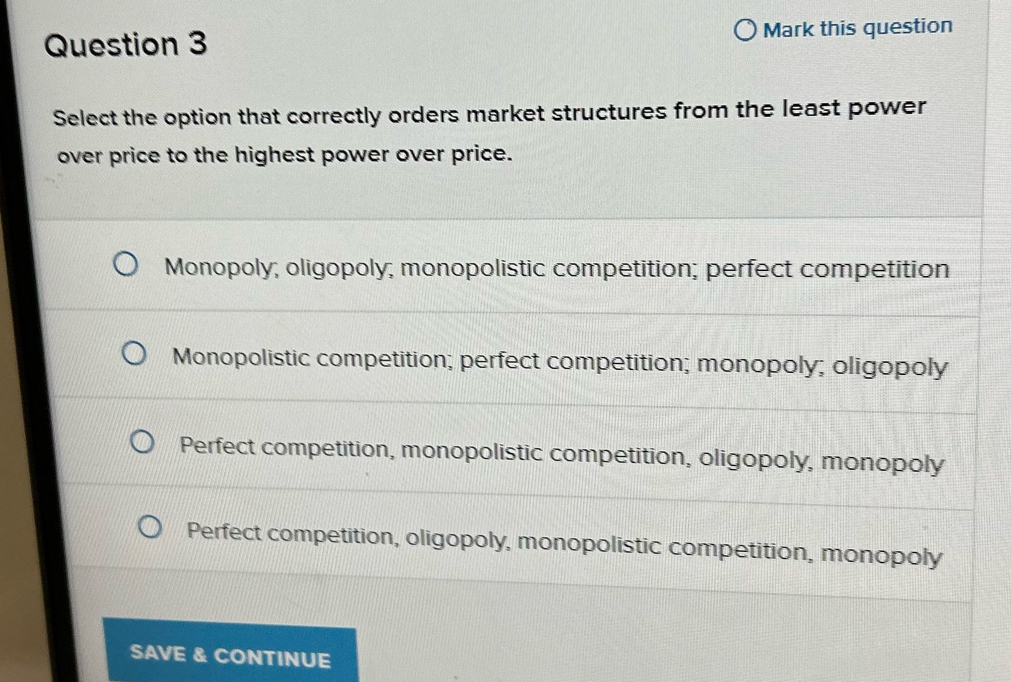 O Mark this question Question 3 Select the option