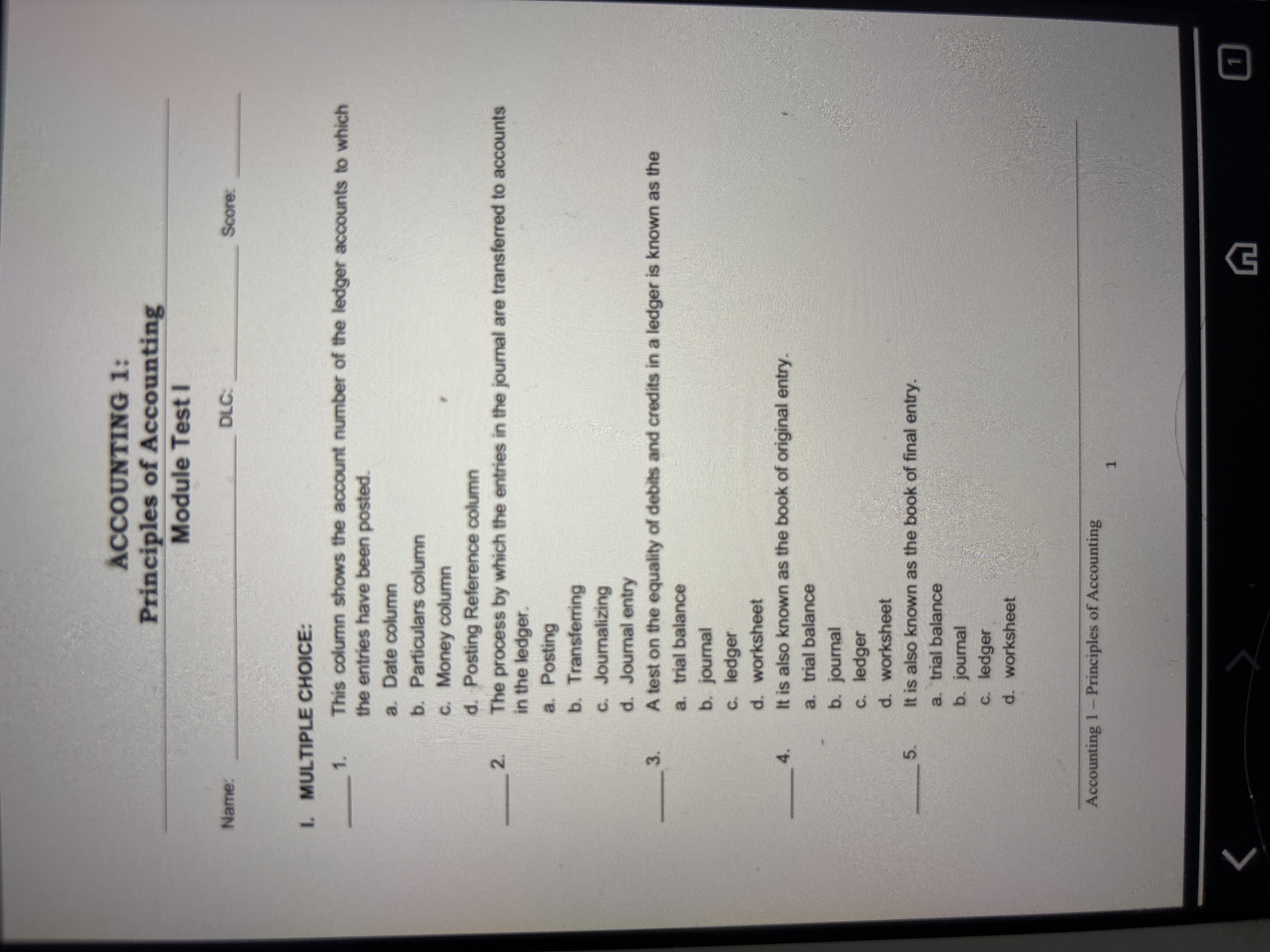 this answer ACCOUNTING 1: Principles of