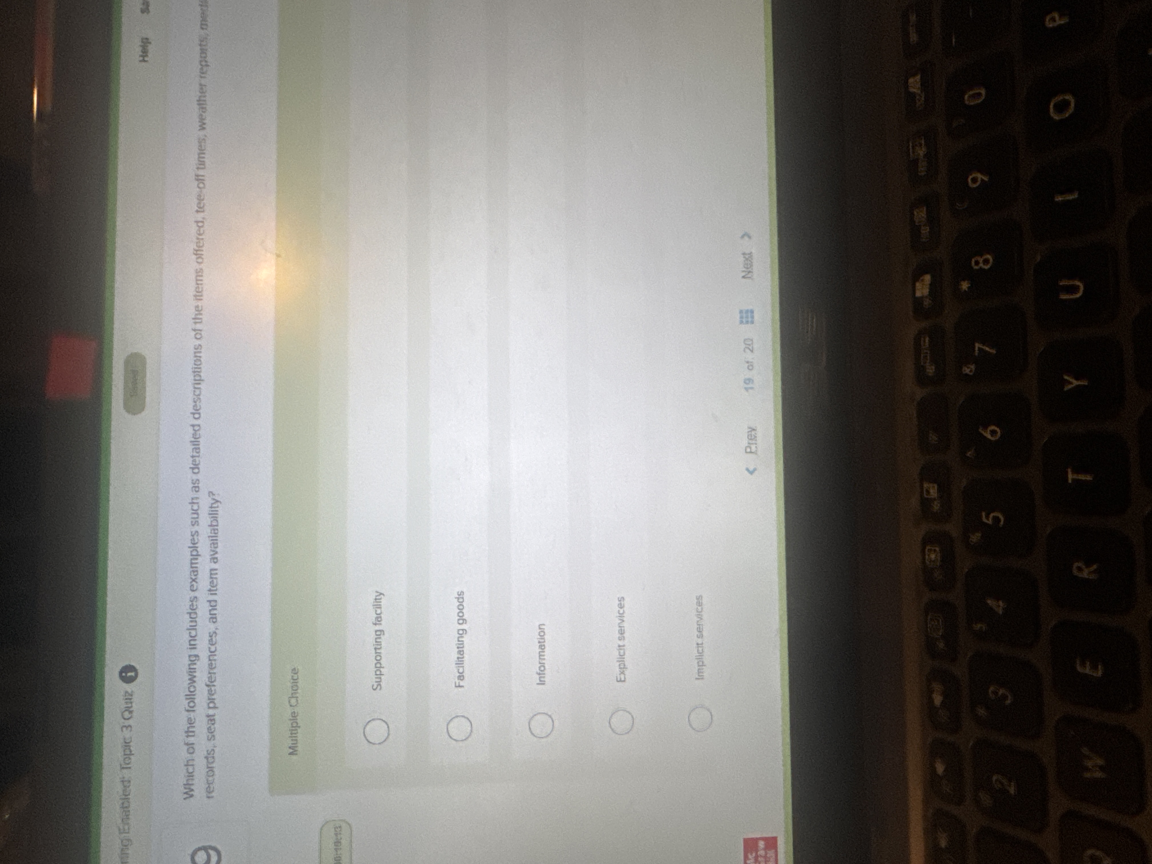 What is the answer? ing Enabled Topic 3 Quiz Help