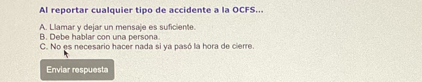 6 Al reportar cualquier tipo de accidente a la