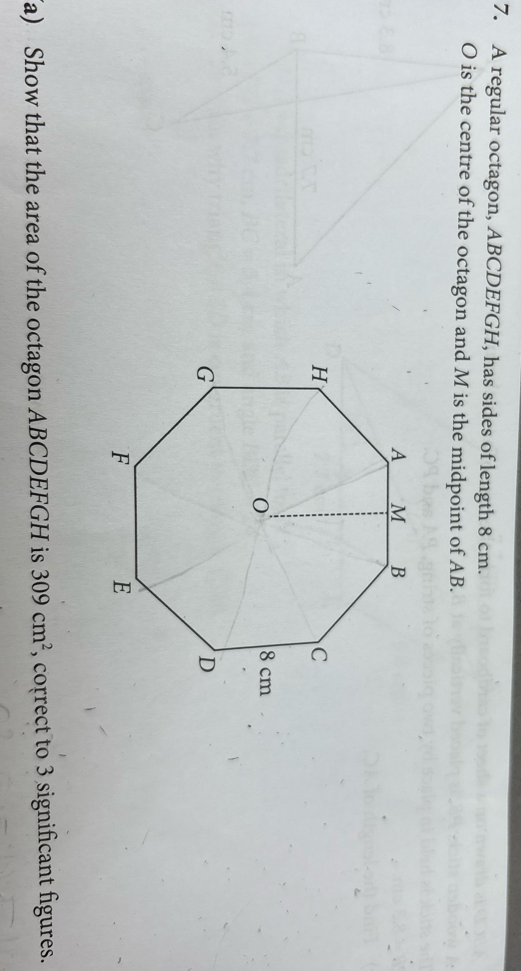 the question 7. A regular octagon, ABCDEFGH, has