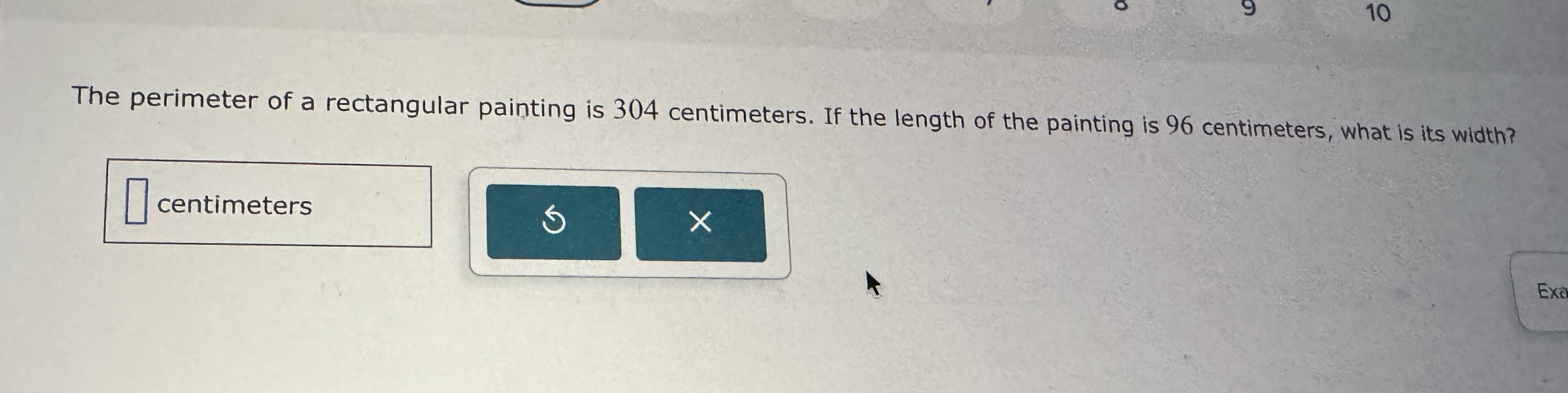 solve 10 The perimeter of a rectangular painting