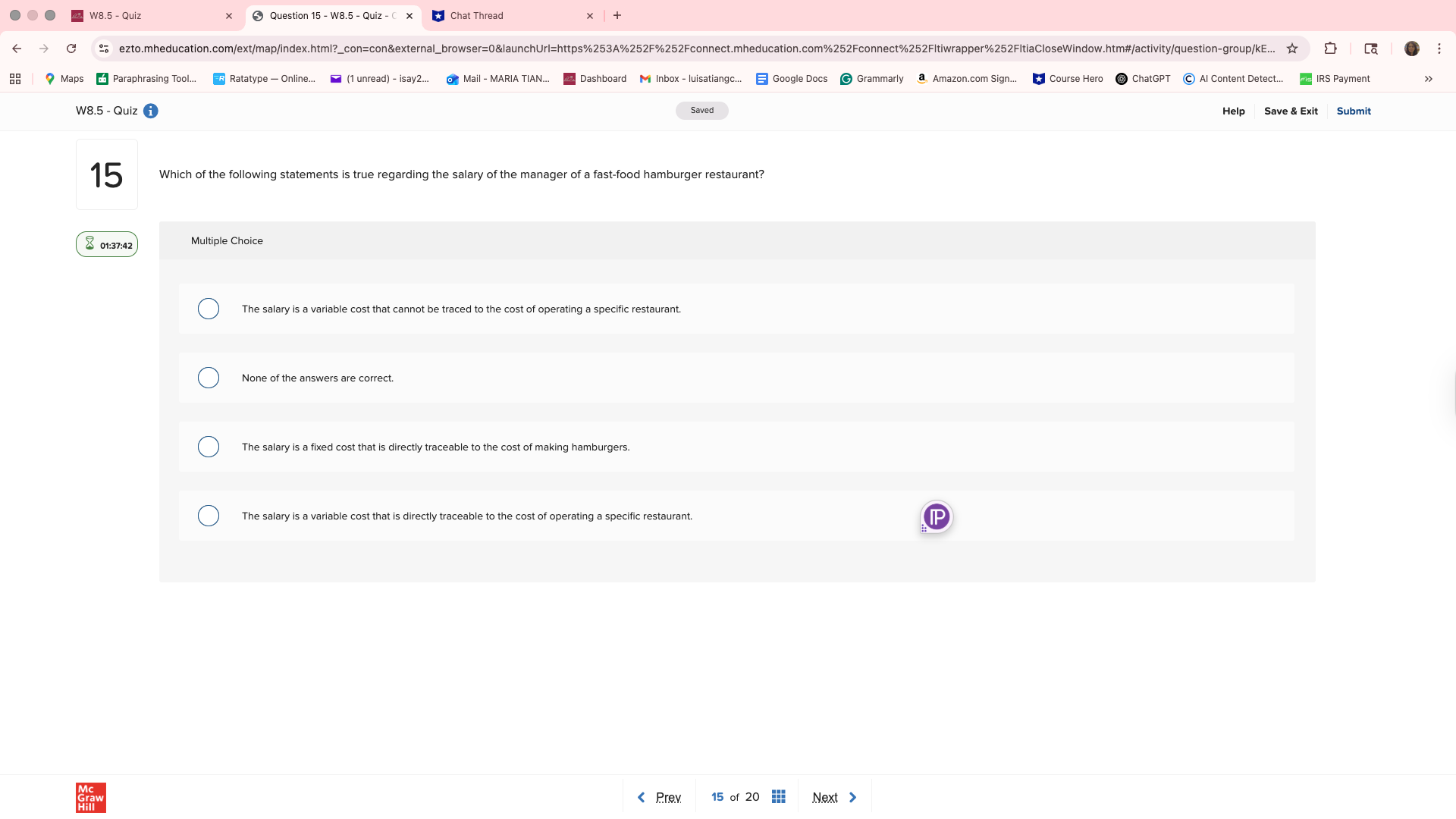 What is the answer to this? .. W8.5 - Quiz X