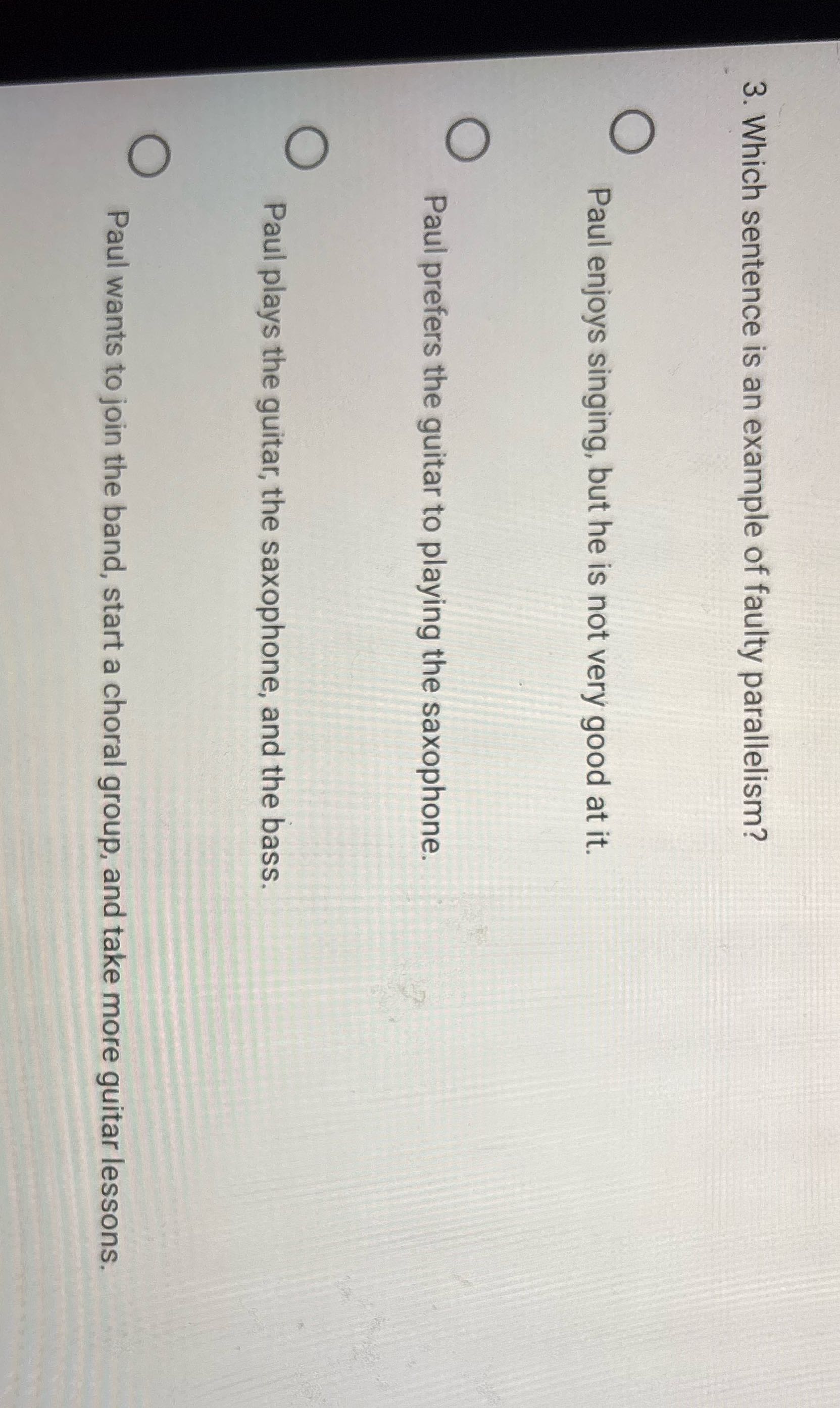 whats the answer 3. Which sentence is an example