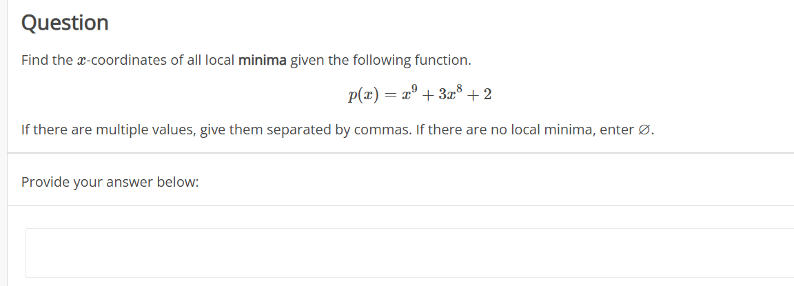 pls Question Find the x-coordinates of all local