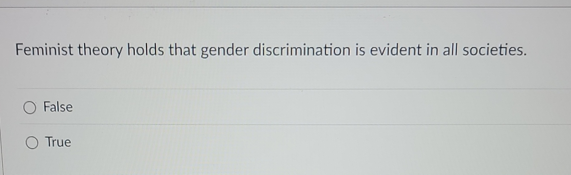 Feminist theory holds that gender discrimination