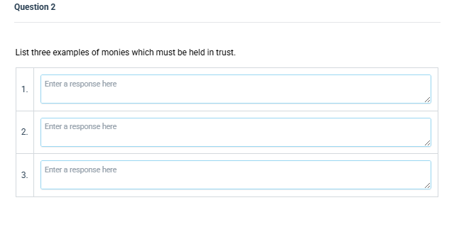 what is the correct answer Question? List three
