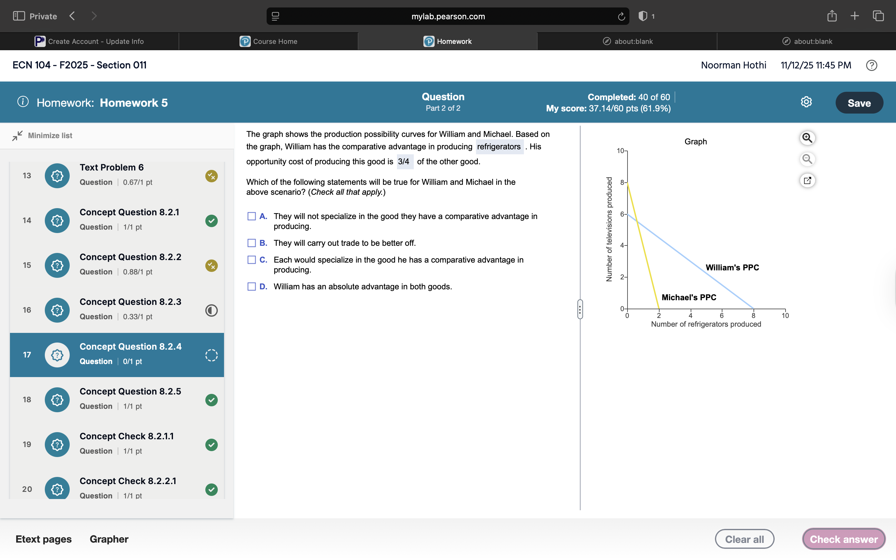 can you answer in my math lab by Pearson form