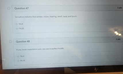 a D Question 47 1 pis Sensation includes five