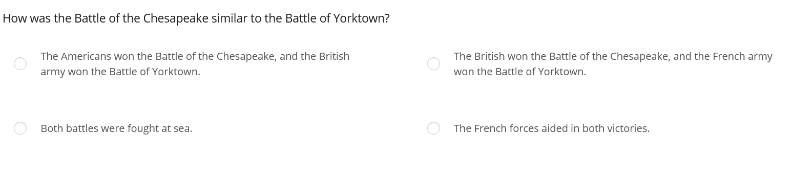 Z How was the Battle of the Chesapeake similar to