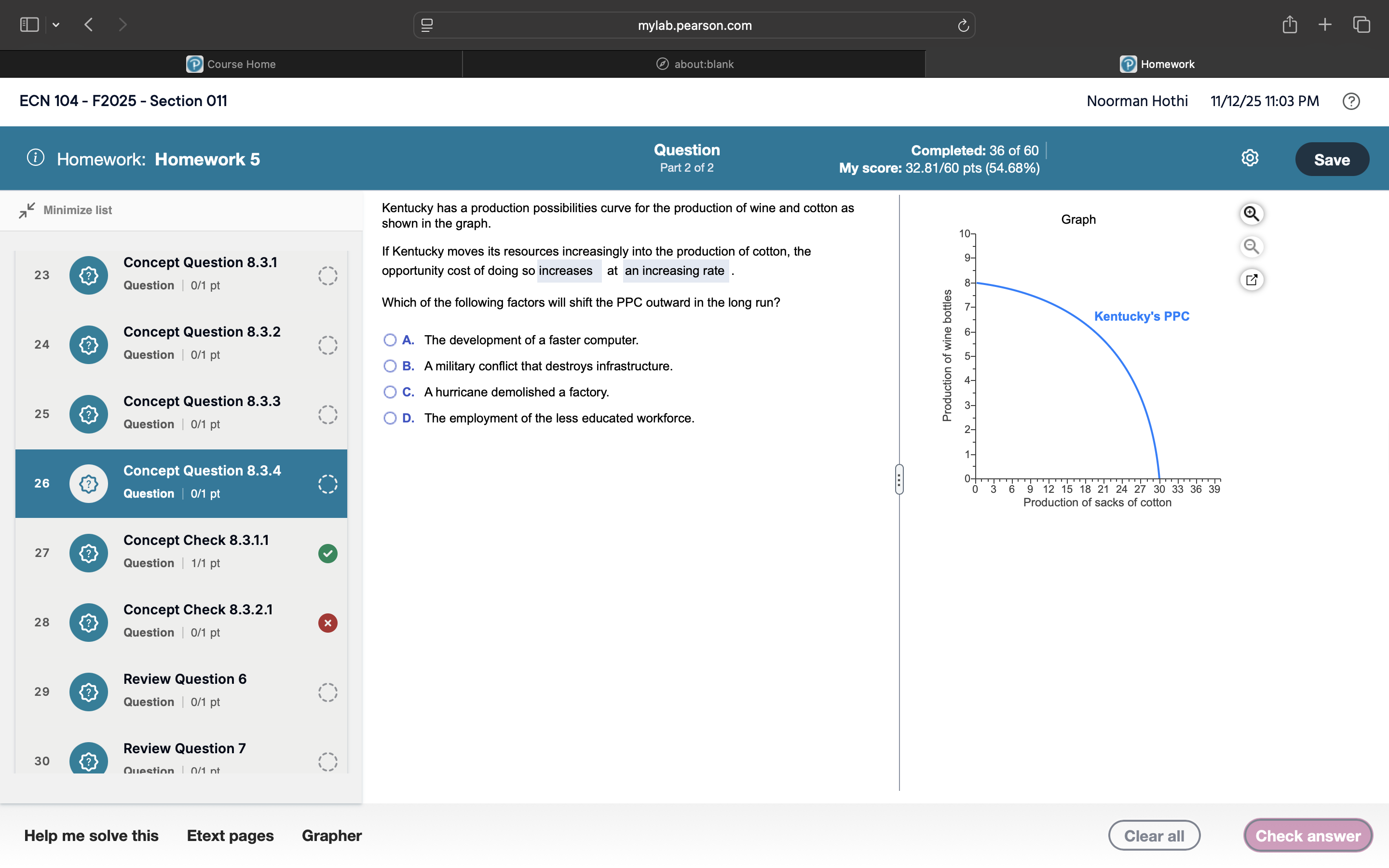 can you answer in my math lab by Pearson form
