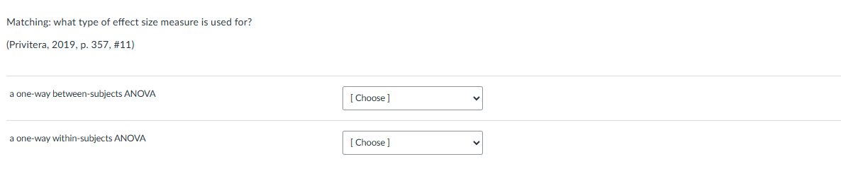 solve Matching: what type of effect size measure