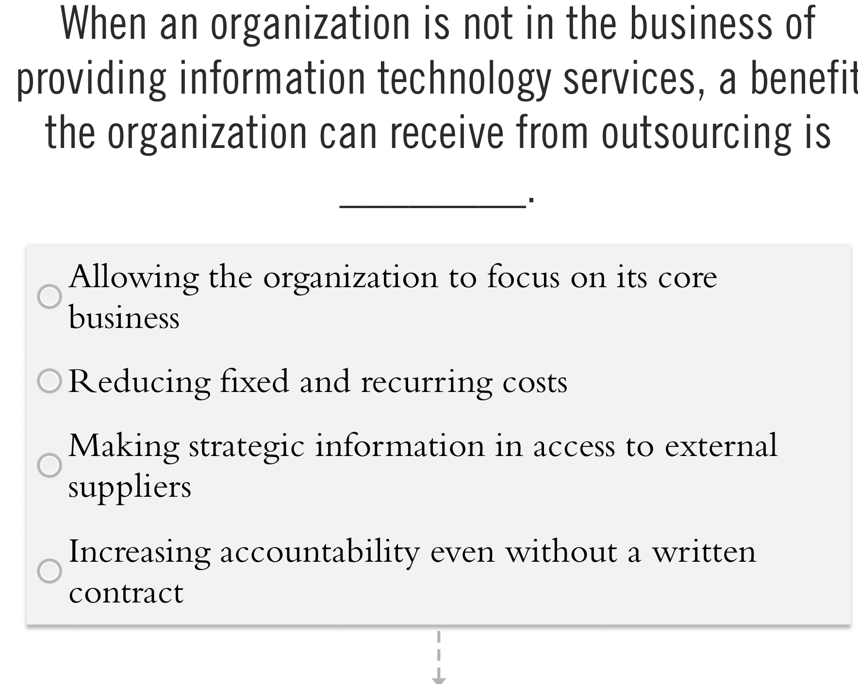solve this When an organization Is not in the