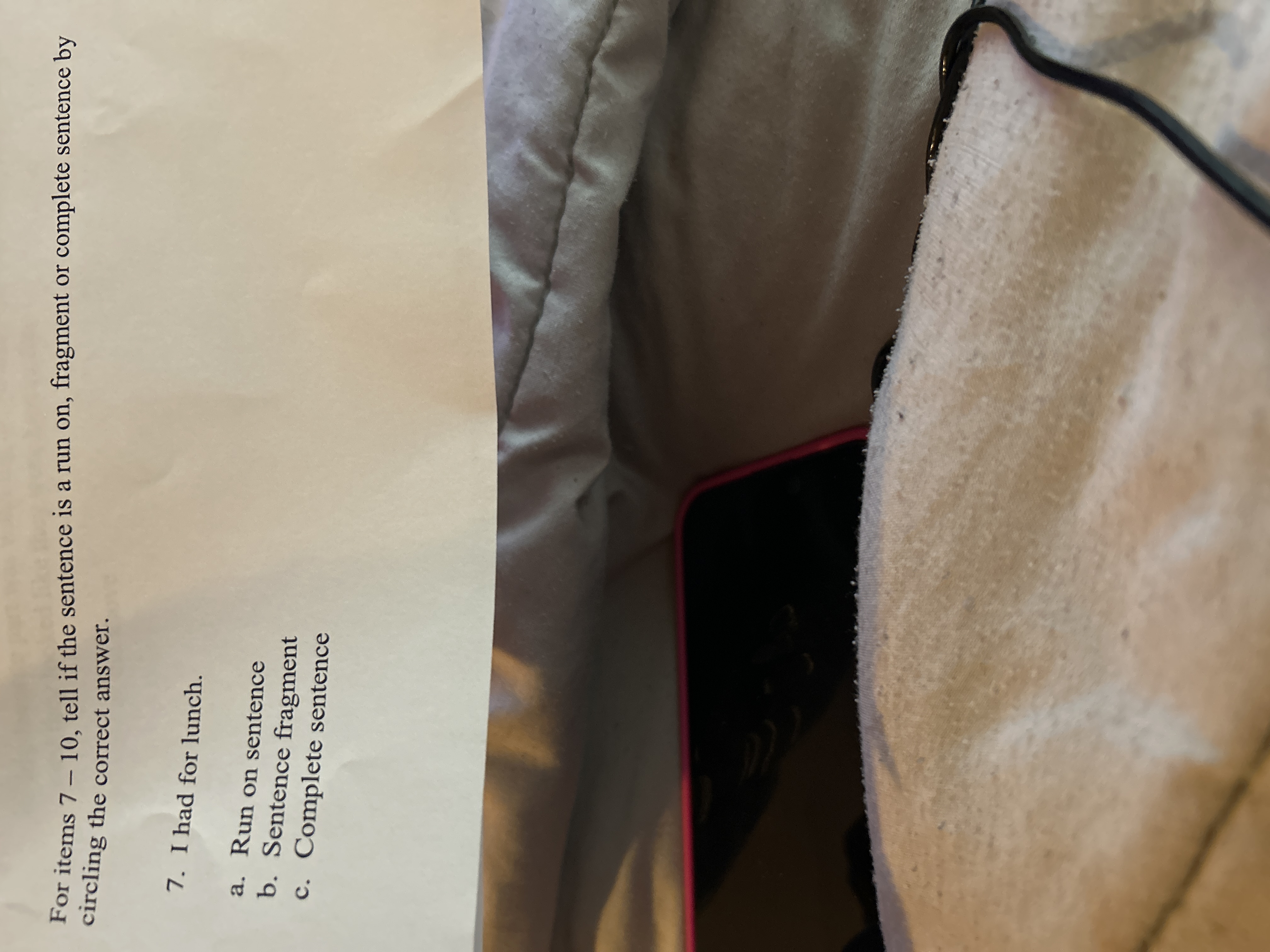 For items 7 - 10, tell if the sentence is a run