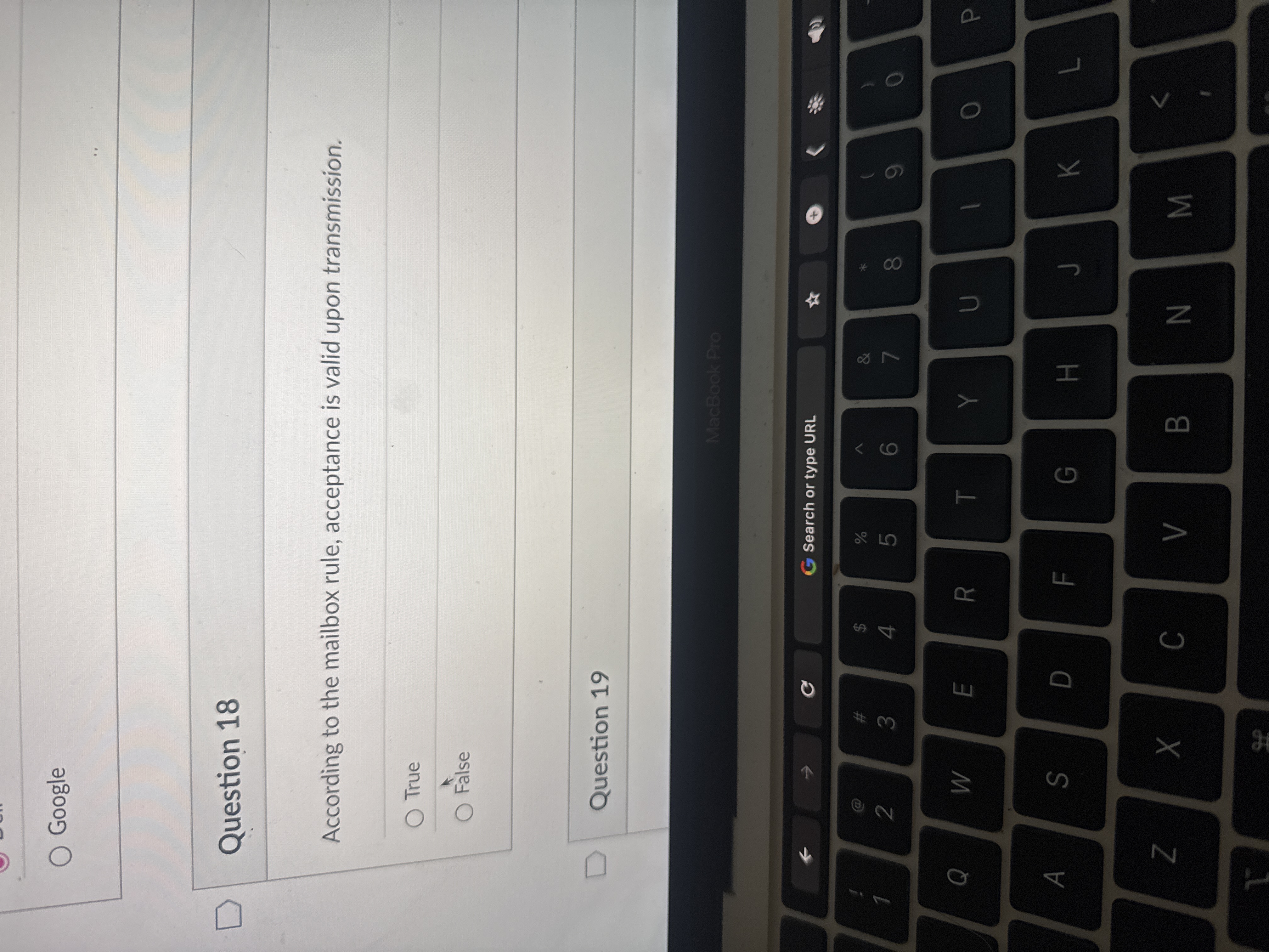 the question Google D Question 18 According to