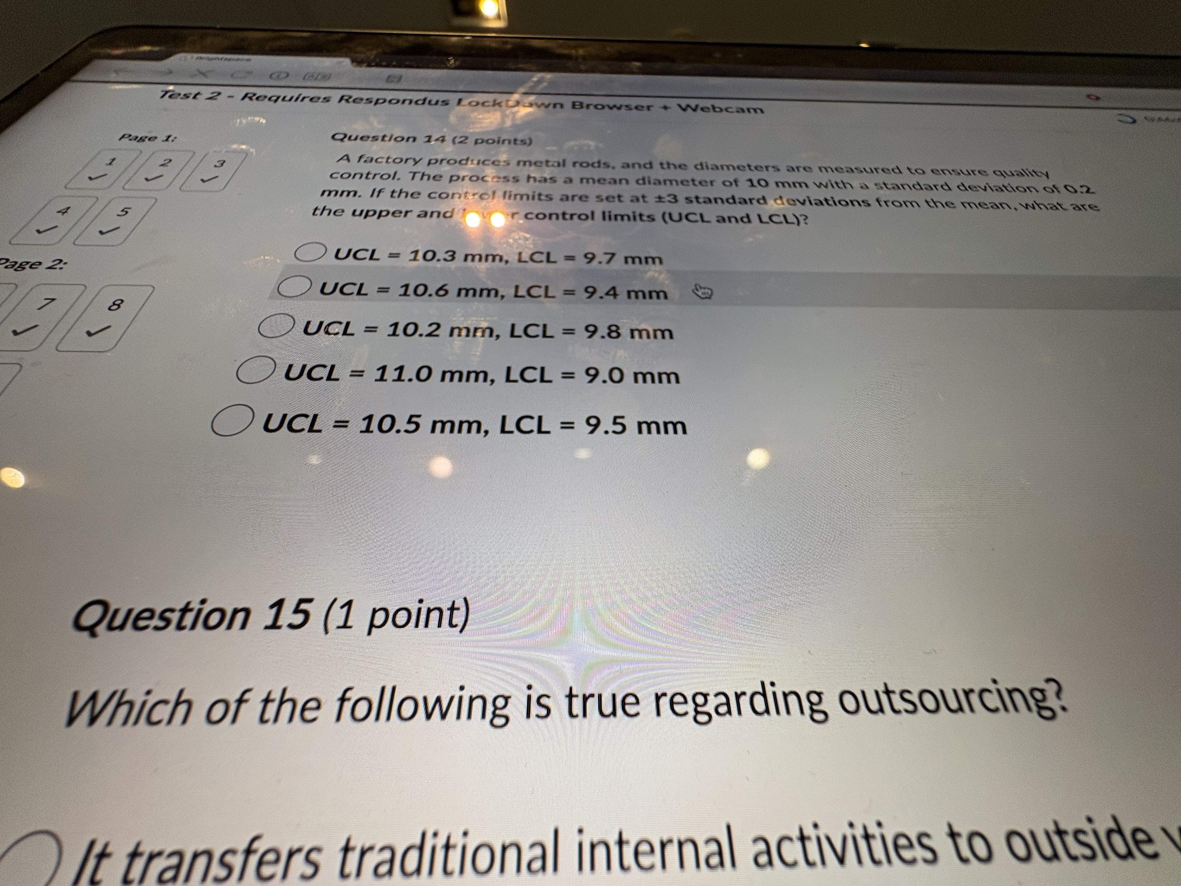 Test 2 - Requires Respondus Locku Webcam page 1: