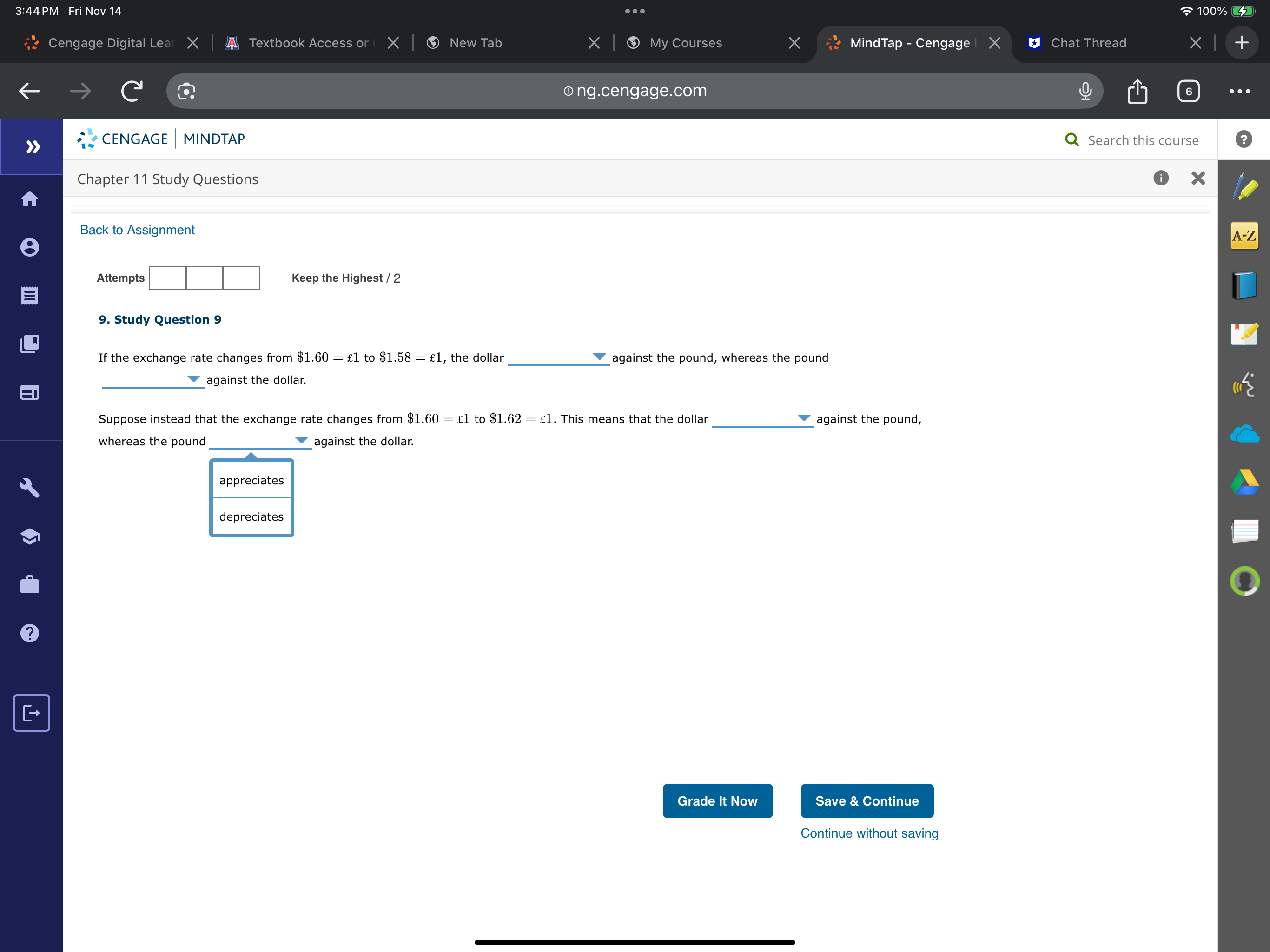 Complete 3:44 PM Fri Nov 14 . . . 100% Cengage
